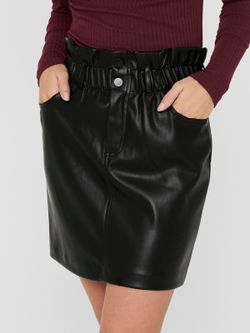 Falda polipiel con goma Only Black