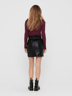 Falda polipiel con goma Only Black