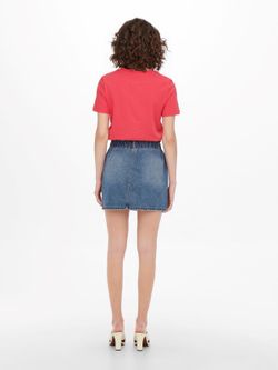 Falda tejana corta HW con goma Only Medium Blue
