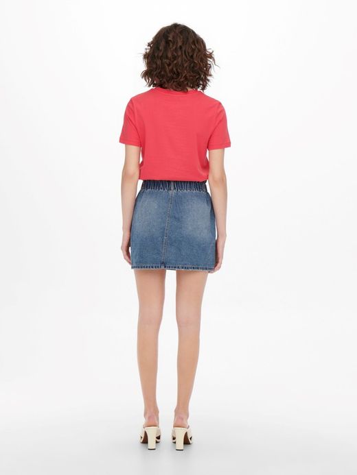 Falda tejana corta HW con goma Only Medium Blue