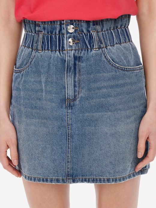 Falda tejana corta HW con goma Only Medium Blue