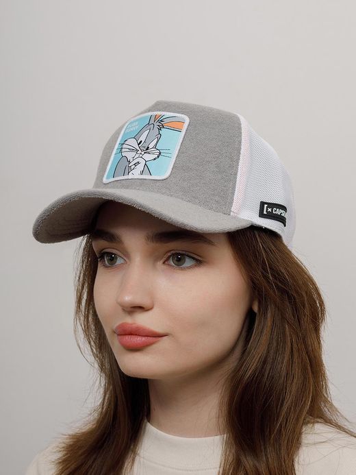 Gorra de microrejilla Bugs Bunny Capslab Light Grey Mela