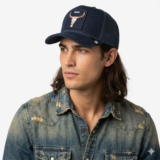Gorra trucker denim calavera Goorin Bros Denim Darkblue