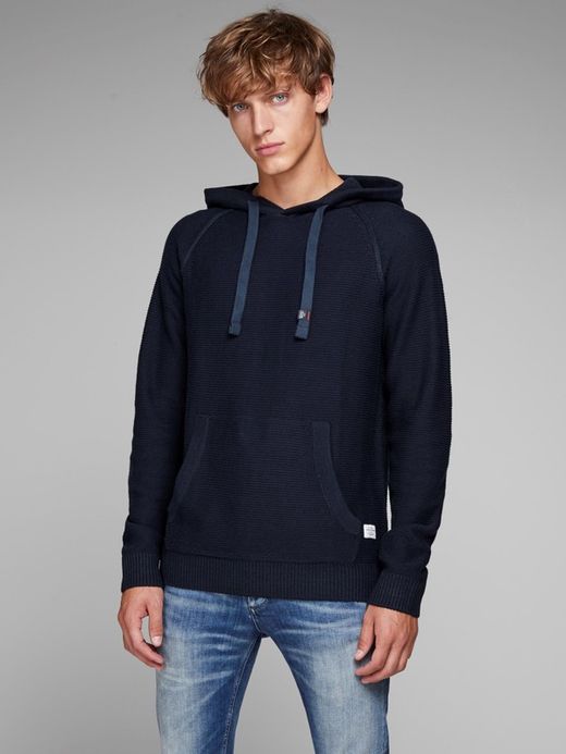 Pullover basic con cappuccio in tinta unita Jack & Jones Total Eclipse
