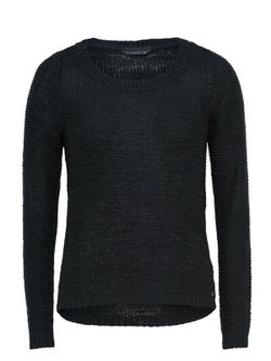 Basic genarbener Strickpullover Nur schwarz