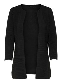 Maglia lunga aperta a coste orizzontali Only Black