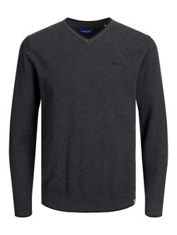 Jersey básico cuello pico Jack & Jones Dark Grey