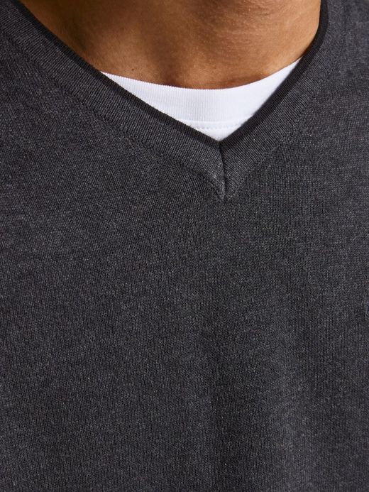 Jersey básico cuello pico Jack & Jones Dark Grey