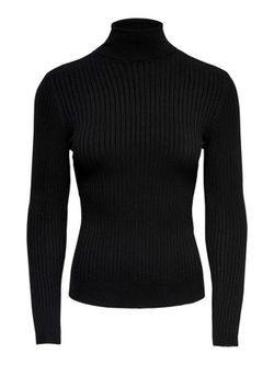 Jersey canalé de cuello alto Only Black