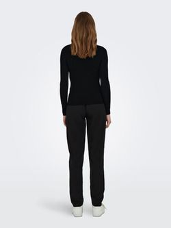 Jersey canalé de cuello alto Only Black