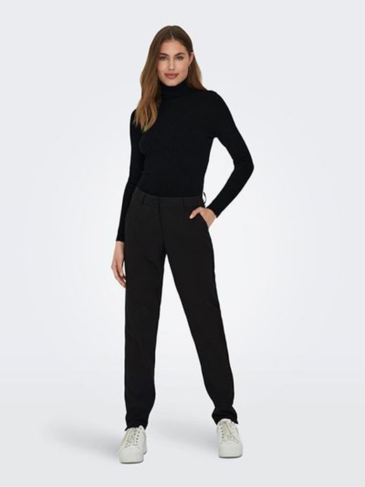 Jersey canalé de cuello alto Only Black