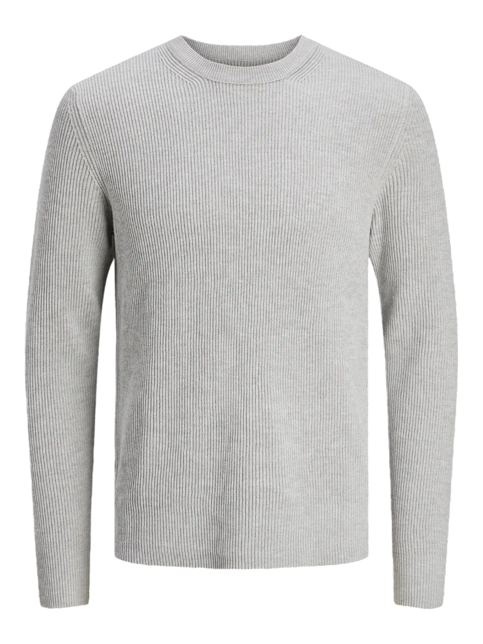 Jersey canalé de cuello redondo Jack & Jones Light Grey Mela 4XL