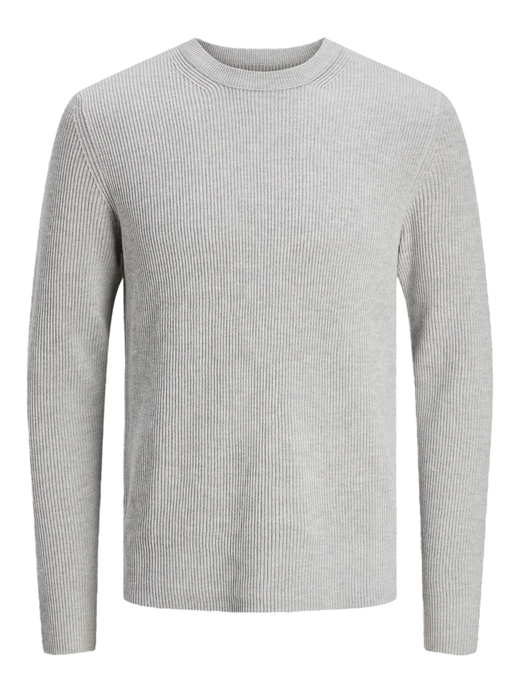 Jersey canalé de cuello redondo Jack & Jones Light Grey Mela
