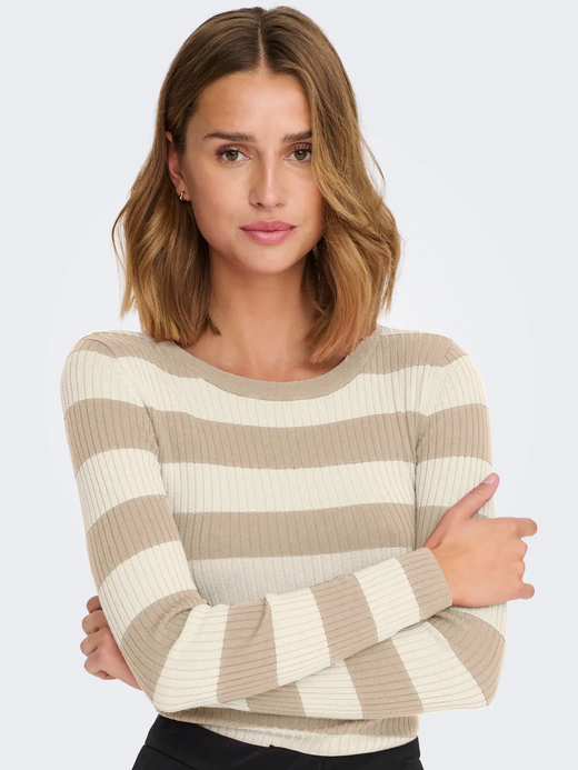 Jersey canalé rayas Jdy Humus