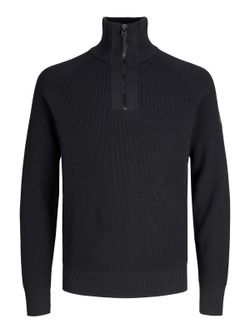 Jersey con canalé con cremallera 1/4 Jack & Jones Black