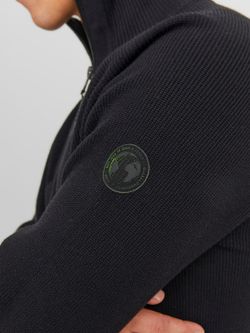 Jersey con canalé con cremallera 1/4 Jack & Jones Black