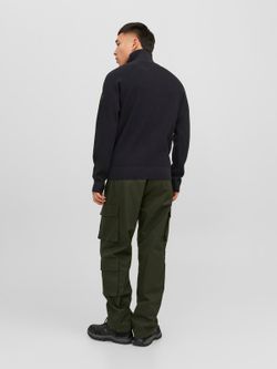 Jersey con canalé con cremallera 1/4 Jack & Jones Black