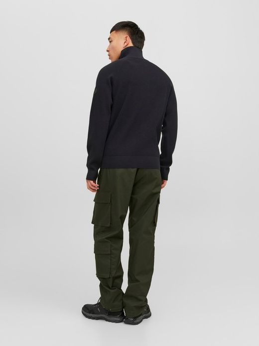 Jersey con canalé con cremallera 1/4 Jack & Jones Black