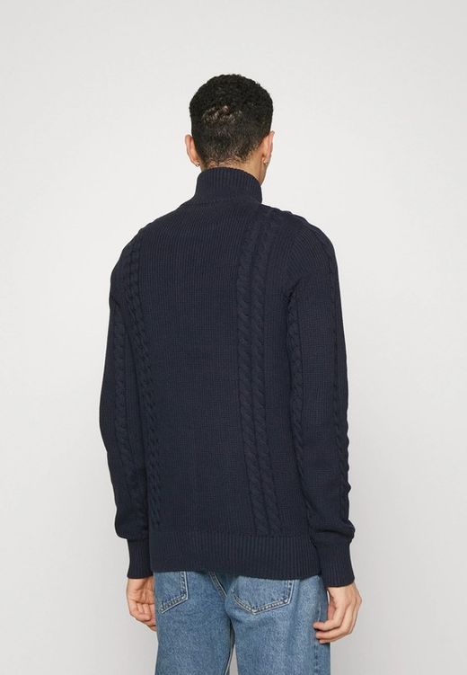 Jersey con cremallera 1/4 trenzado Jack & Jones Navy Blazer