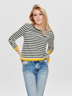 Jersey con cuello redondo y rayas Only Cloud Dancer