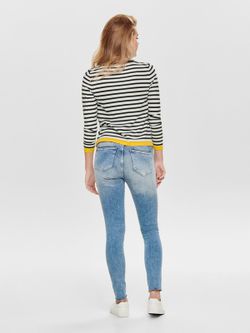 Jersey con cuello redondo y rayas Only Cloud Dancer