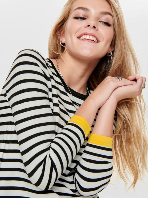 Jersey con cuello redondo y rayas Only Cloud Dancer