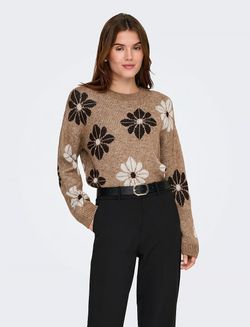 Jersey con estampado flores bicolor Only Toasted Coconut