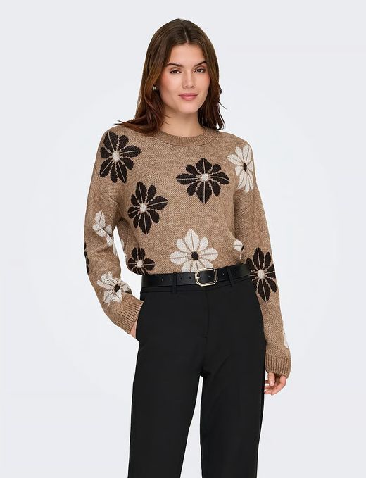 Jersey con estampado flores bicolor Only Toasted Coconut