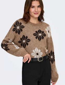 Jersey con estampado flores bicolor Only Toasted Coconut