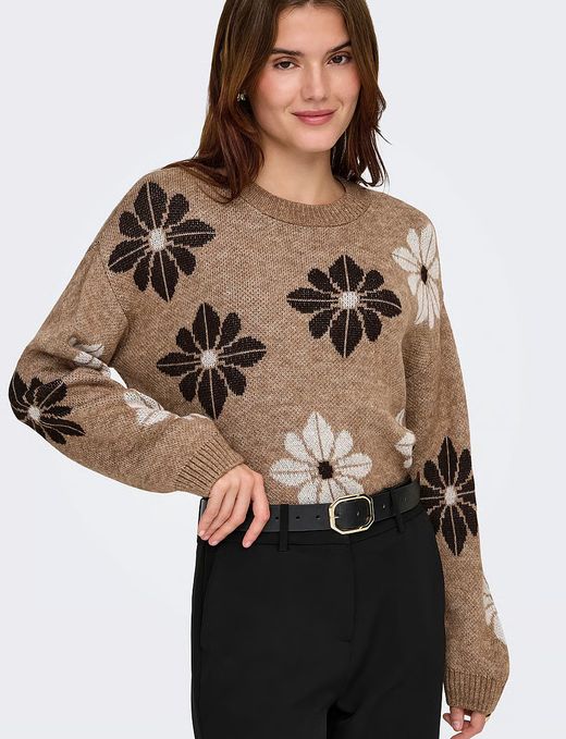 Jersey con estampado flores bicolor Only Toasted Coconut