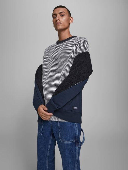 Jack & Jones Black Contrast Pattern Jumper