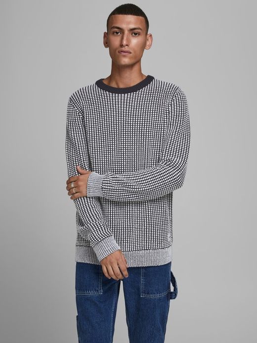 Jack & Jones Black Contrast Pattern Jumper
