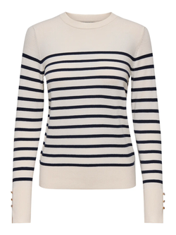 Jersey con rayas marineras con botones en puño Jdy Eggnog & Sky Captain