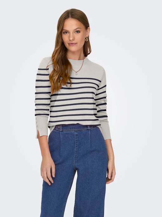 Jersey con rayas marineras con botones en puño Jdy Eggnog & Sky Captain