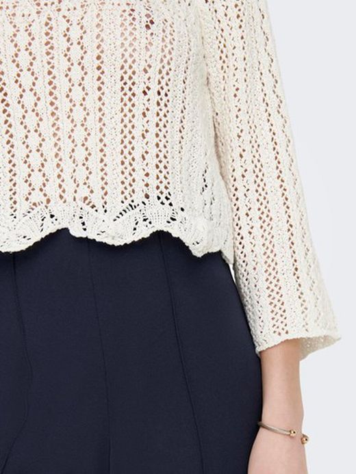 Jersey corto calados con manga 3/4 Only Cloud Dancer