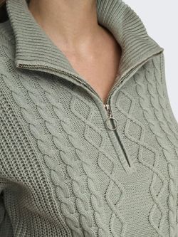 Jersey corto con cremallera 1/4 trenzas Only Aqua Gray