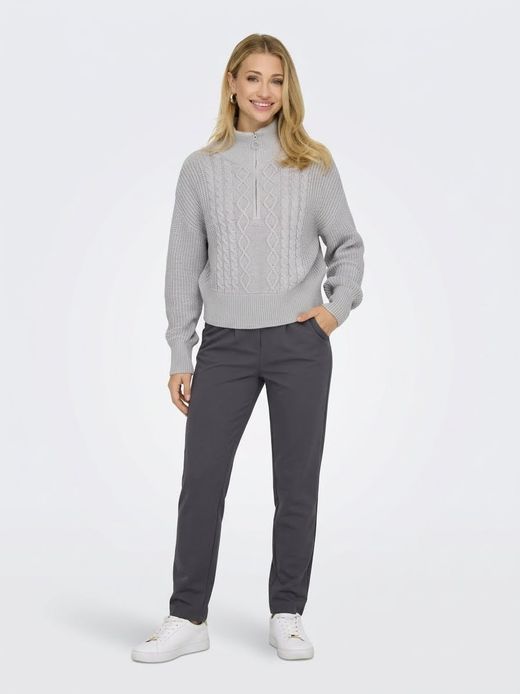 Jersey corto con cremallera 1/4 trenzas Only Light Grey Mela