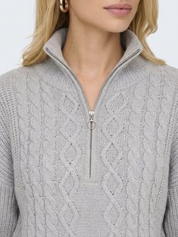 Jersey corto con cremallera 1/4 trenzas Only Light Grey Mela