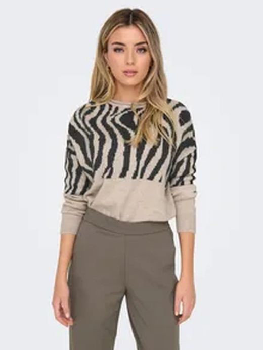 Jersey corto con estampado zebra Only Whitecap Gray