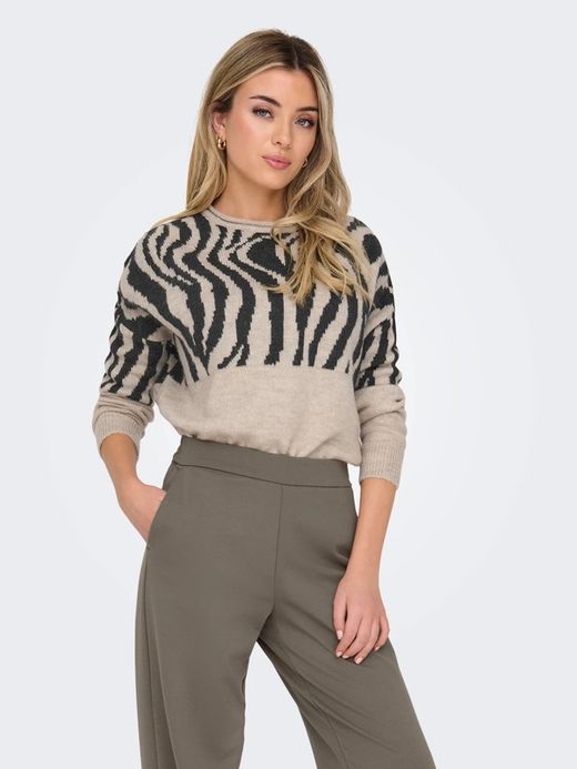 Jersey corto con estampado zebra Only Whitecap Gray