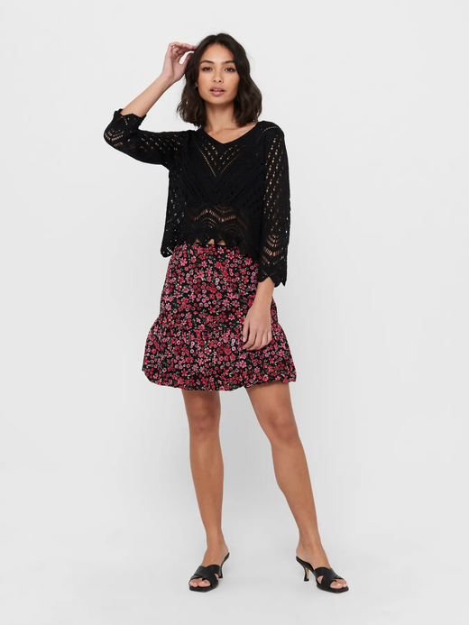 Jersey corto de manga 3/4 calados Jdy Black