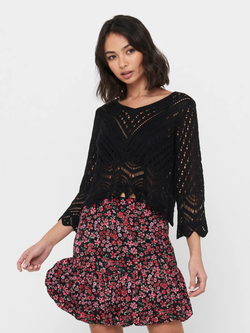 Jersey corto de manga 3/4 calados Jdy Black