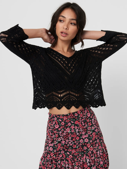 Jersey corto de manga 3/4 calados Jdy Black