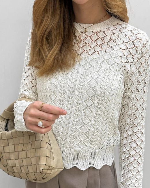 Jersey corto de punto calado Only Cloud Dancer