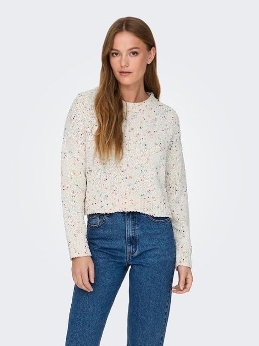 Jersey corto oversize jaspeado colores Only Cloud Dancer