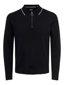 Jersey cuello polo ribeteado Only & Sons Black