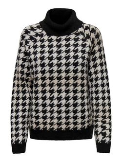 Jersey de cuello alto estampado pata de gallo Only Black