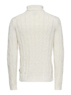Jersey de cuello alto trenzado Only & Sons Off White