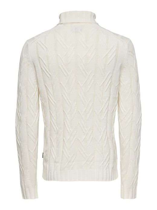 Jersey de cuello alto trenzado Only & Sons Off White