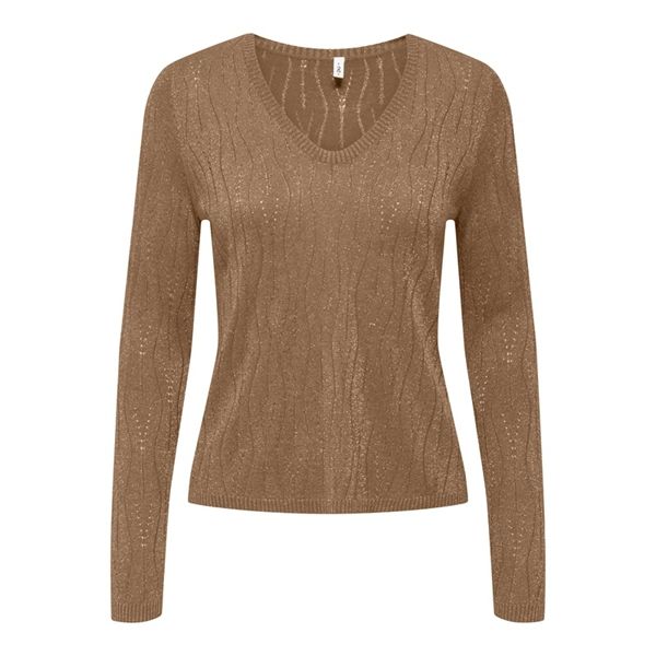 Jersey de cuello pico efecto lurex Only Toasted Coconut